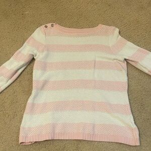 PINK AND WHITE STRIPPED KNITTED SWEATER